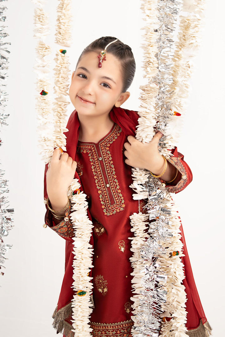 3 Piece Printed Two Tone Silk Suit Eid Collection MSF2646-023-RED