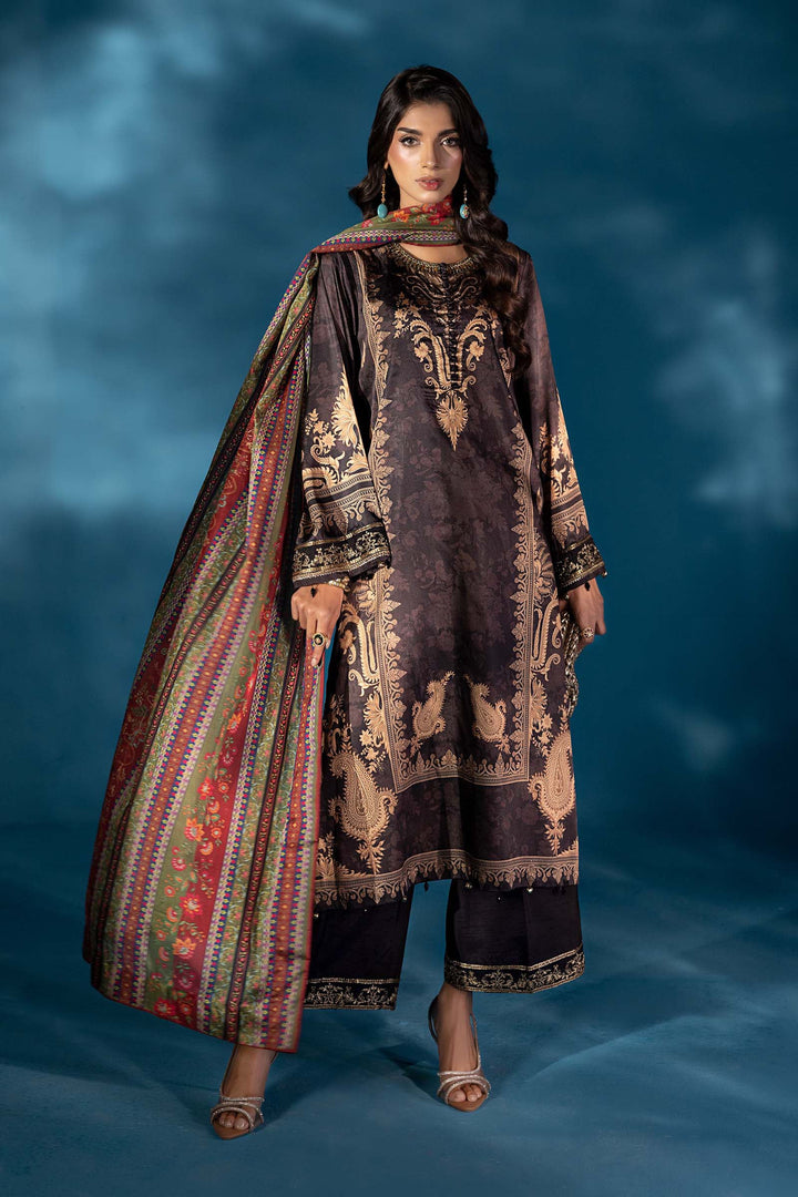 3 Piece Embroidered Satin Silk Suit New Arrivals MPW2502-ESM-BLK