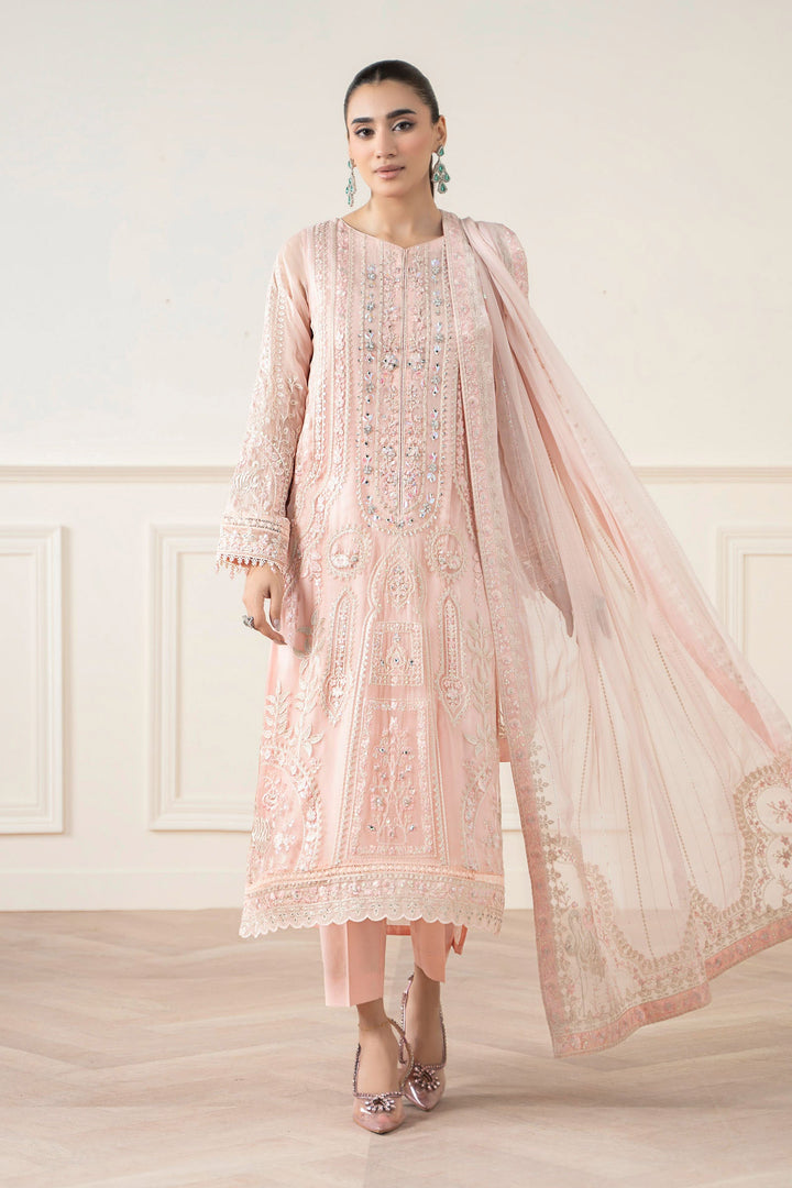 3 Piece Embroidered Chiffon Suit Luxury Formals SFA2511-ESM-PNK
