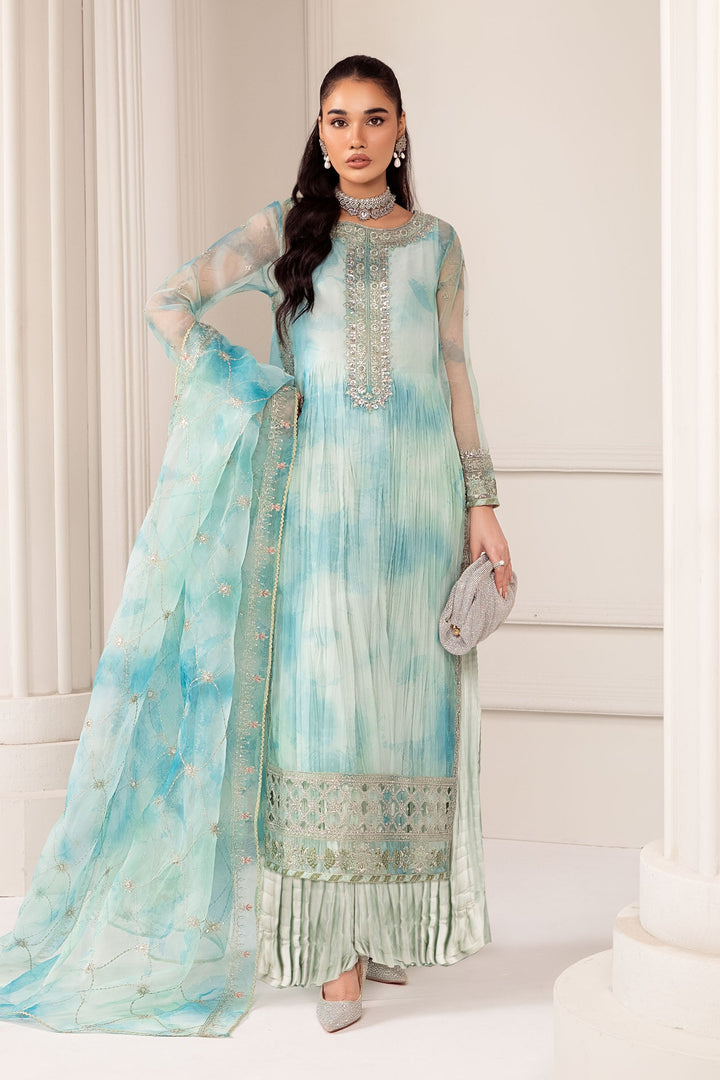 3 Piece Embroidered Organza Suit Luxury Formals SF420R1-ESM-FRZ