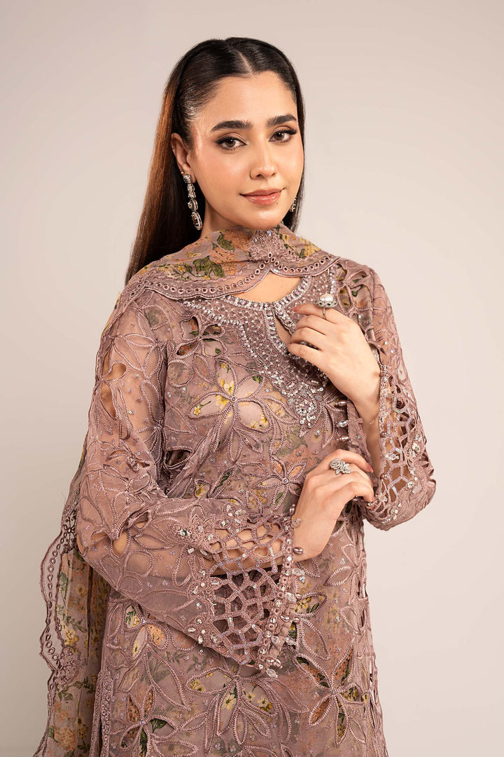 3 Piece Embroidered Organza Suit Luxury Formals SFE2603-ESM-PRP
