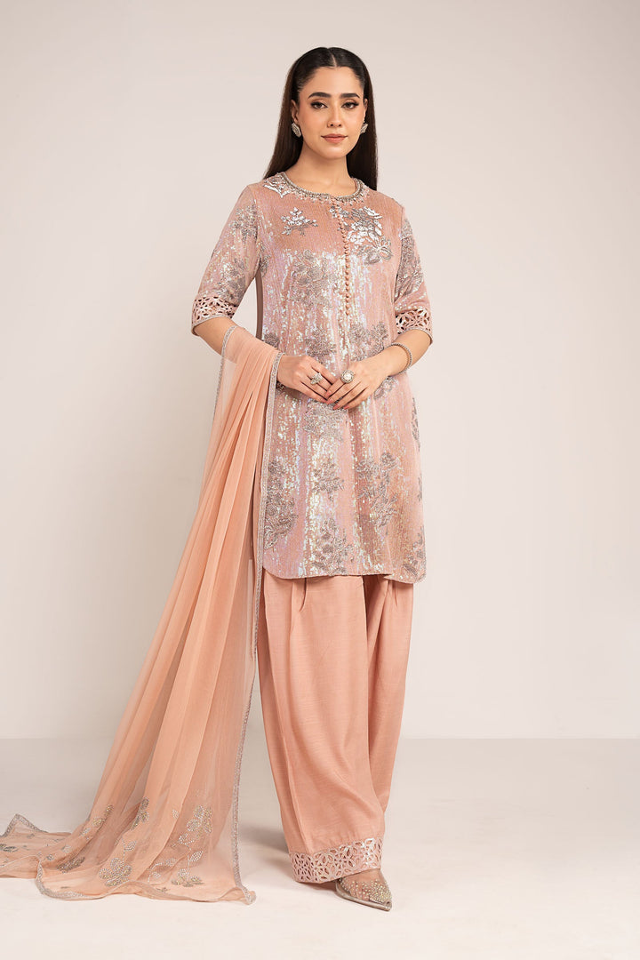 3 Piece Embroidered Chiffon Suit Luxury Formals SFE2606-ESM-PNK