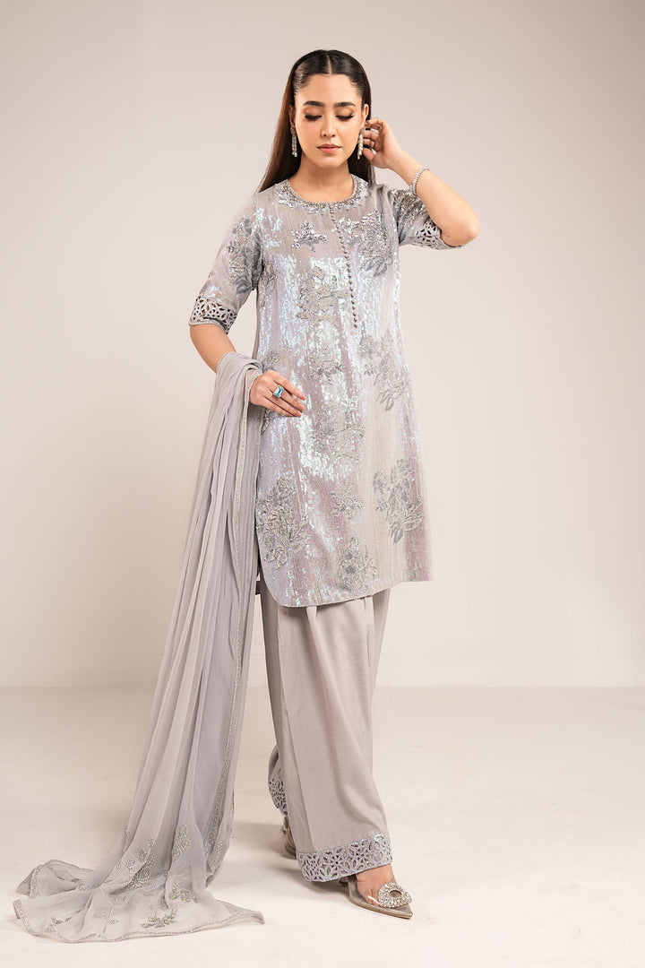 3 Piece Embroidered Chiffon Suit Luxury Formals SFE2606-ESM-SBL