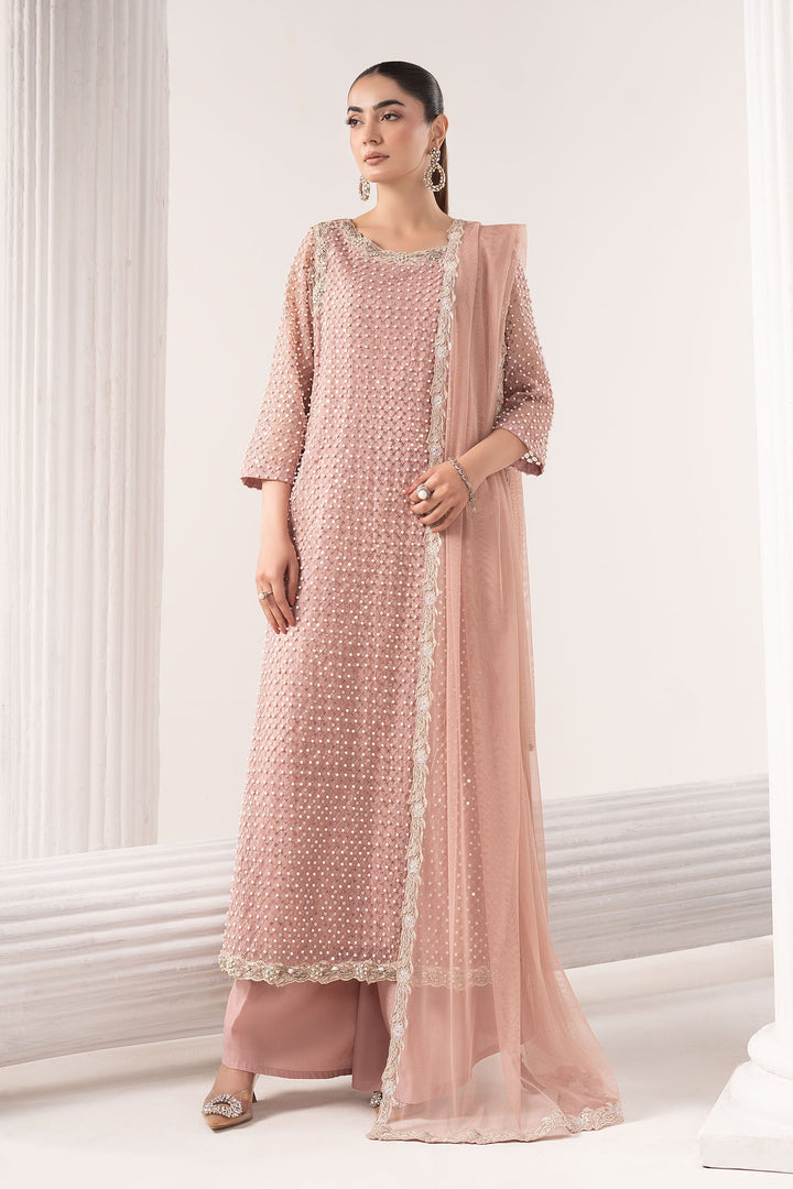 3 Piece Embroidered Organza Suit Eid Collection SFE2623-ESM-PNK