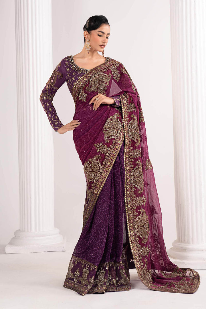 Embroidered Chiffon Saree Luxury Formals SFE2667-ESM-PRP